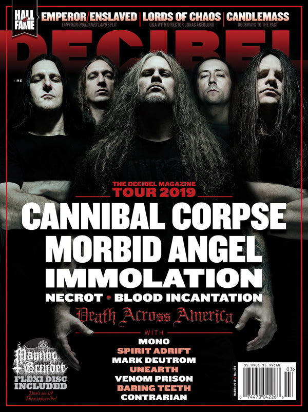 Magazine cover featuring a band with text about a tour in 2019.