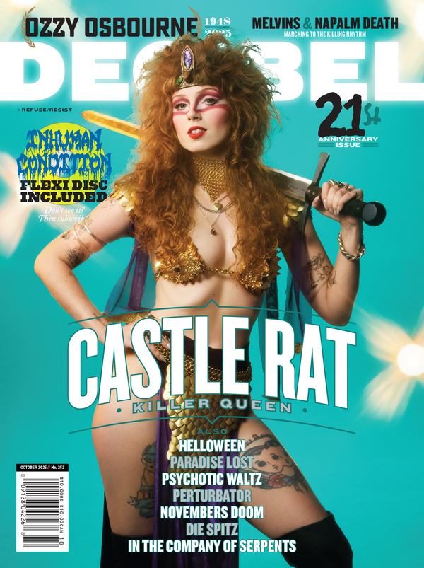 Magazine cover featuring a person in costume with text and branding