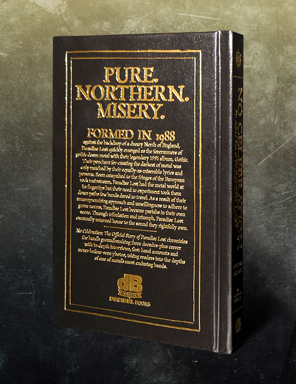 Book cover with gold text on a dark background