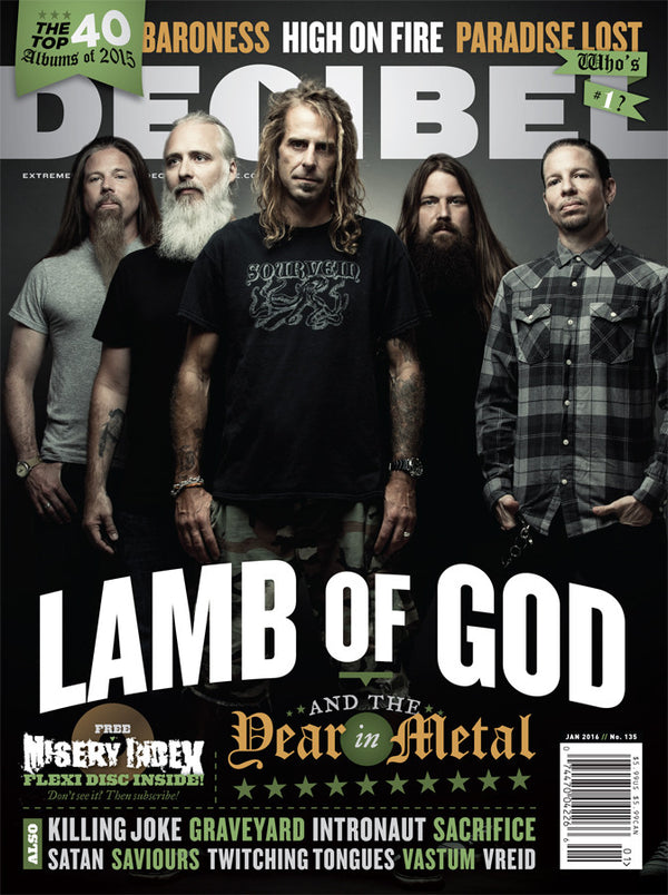 Cover of Decibel Magazine featuring Lamb of God band members.