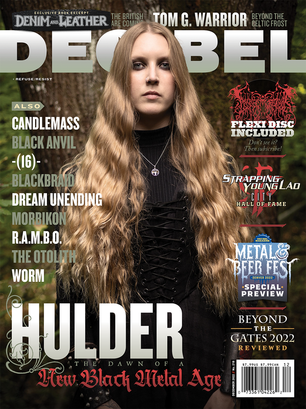 Cover of a magazine issue featuring a female musician with long hair, titled 'HULDER The Dawn of a New Black Metal Age'