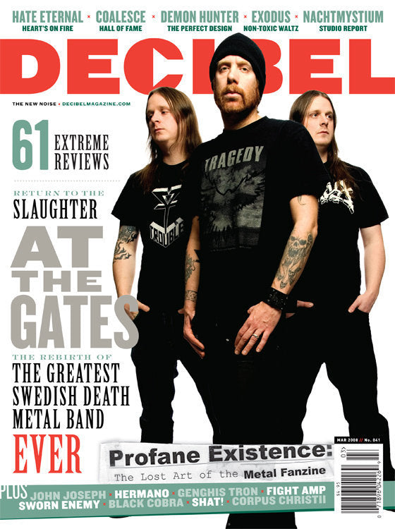 Cover of Decibel Magazine featuring members of the band At the Gates.