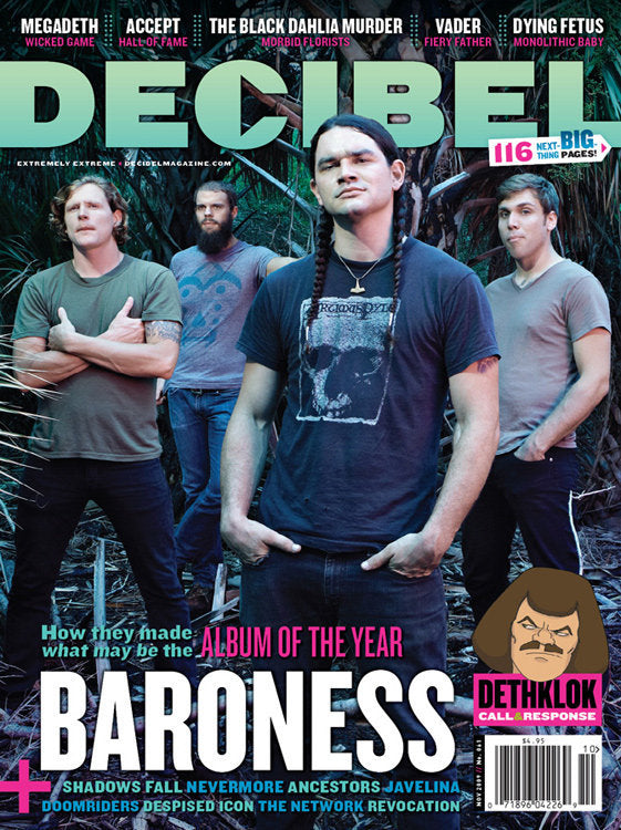 Cover of Decibel Magazine featuring Baroness band members.