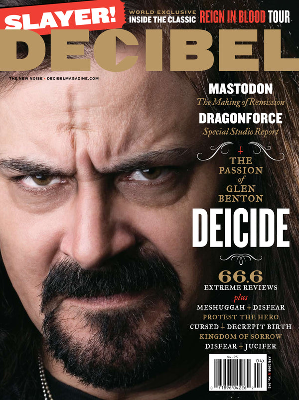 Magazine cover featuring face of Glen Benton of Deicide
