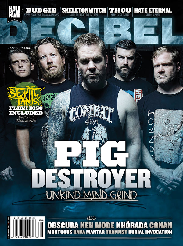 Magazine cover featuring a band with text and branding