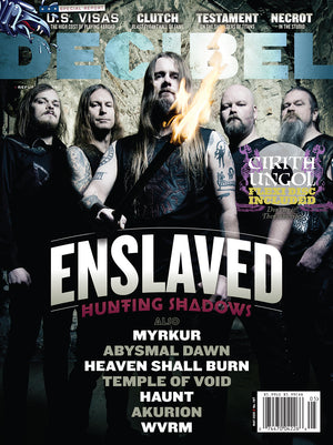 Magazine cover featuring a band with text about music bands and album names.