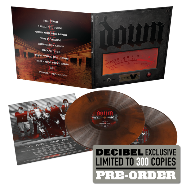 DOWN - VOLUME V  (DECIBEL EXCLUSIVE EMBOSSED COVER, ORANGE & BLACK GALAXY COLORED DOUBLE VINYL)